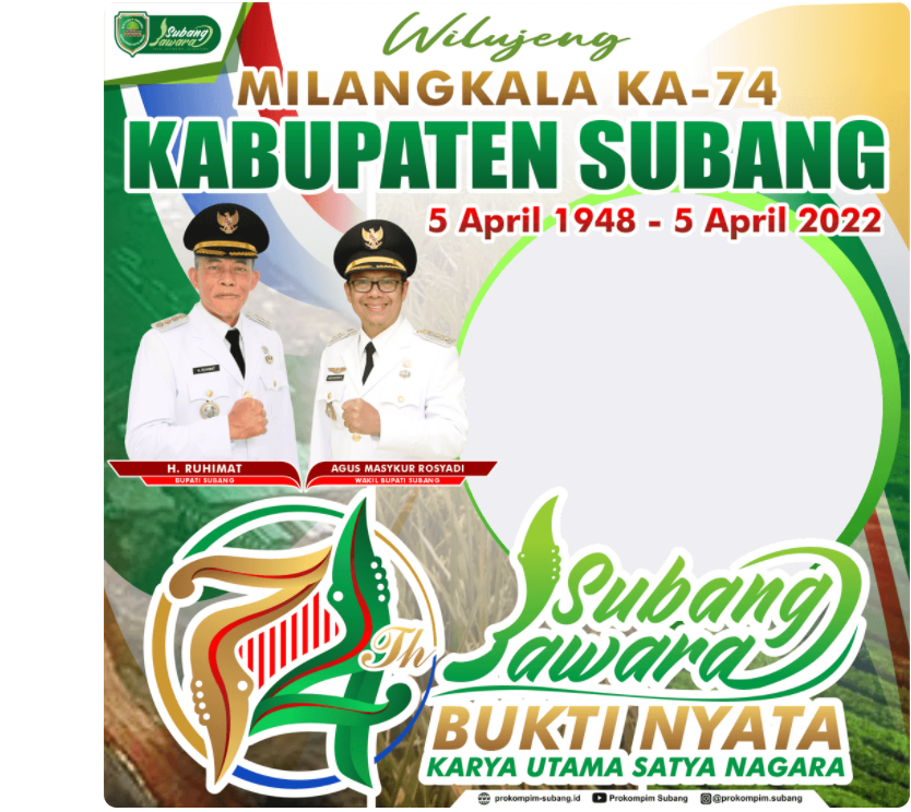 Twibbon HUT Kabupaten Subang ke-74 Tahun 2022