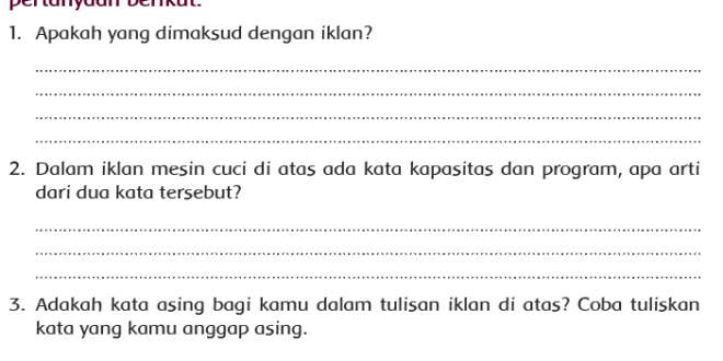 Apakah yang dimaksud dengan iklan Jawaban Buku Siswa Kelas 5 Tema 9 Halaman 3