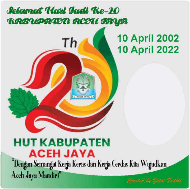 Twibbon HUT Aceh Jaya ke-20 Tahun 2022