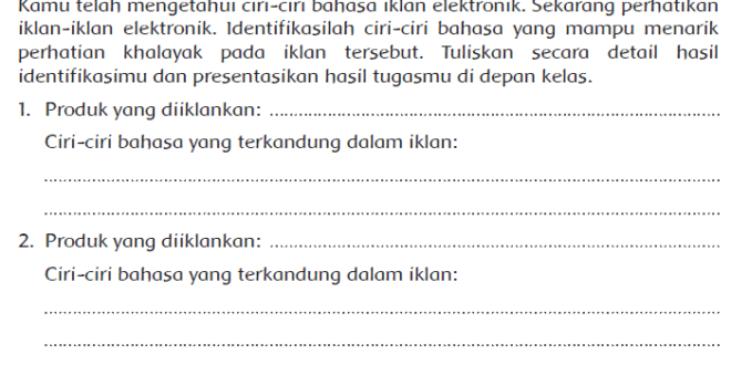 Identifikasilah ciri-ciri bahasa yang mampu menarik perhatian khalayak pada iklan Jawaban Buku Siswa Kelas 5 Tema 9 Halaman 82