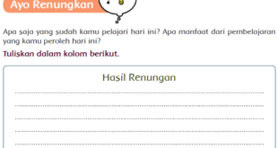 Apa Saja yang Sudah Kamu Pelajari Hari Ini Jawaban Buku Siswa Kelas 5 Tema 9 Halaman 33 dan 34