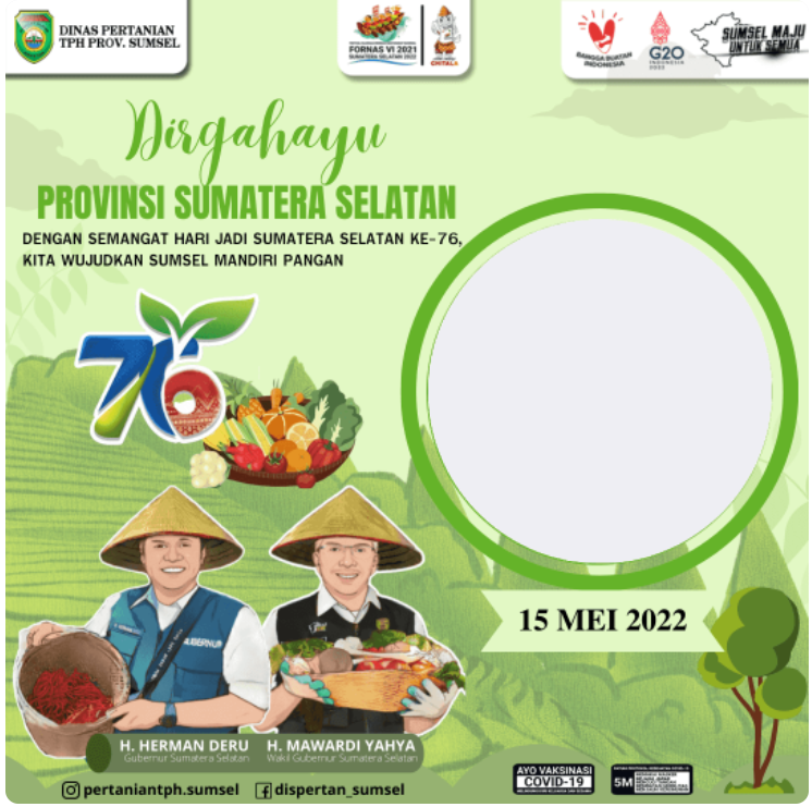 Twibbon Hari Jadi Provinsi Sumatera Selatan ke-76 Tahun 2022