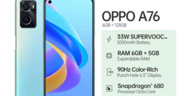 Review OPPO A76 Beserta Spesifikasi Lengkap dan Harga Terbaru