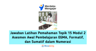 Jawaban Latihan Pemahaman Topik 15 Modul 2 Asesmen Awal Pembelajaran EGMA, Formatif, dan Sumatif dalam Numerasi