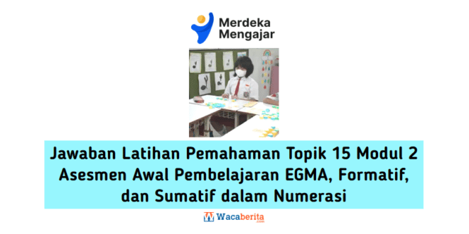 Jawaban Latihan Pemahaman Topik 15 Modul 2 Asesmen Awal Pembelajaran EGMA, Formatif, dan Sumatif dalam Numerasi