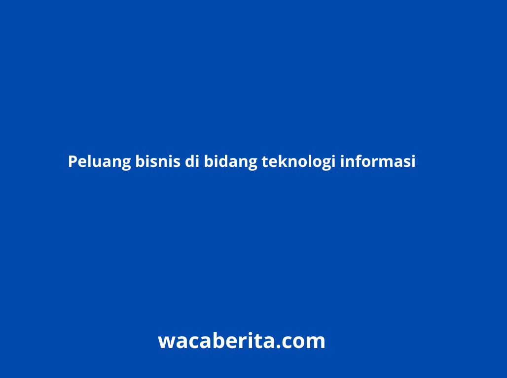 Peluang bisnis di bidang teknologi informasi