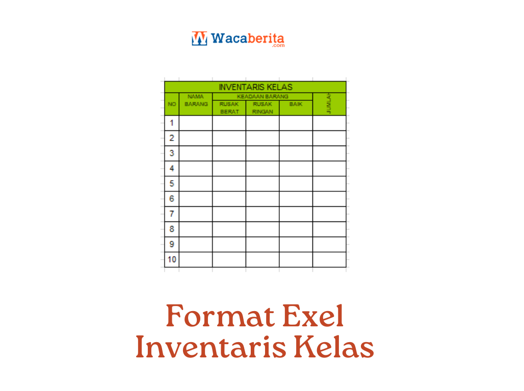 format inventaris kelas exel