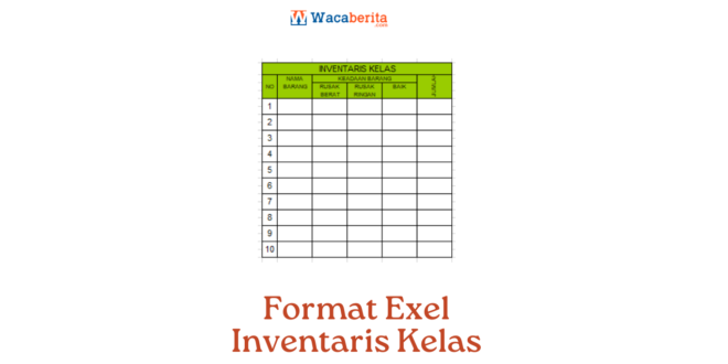 format inventaris kelas exel