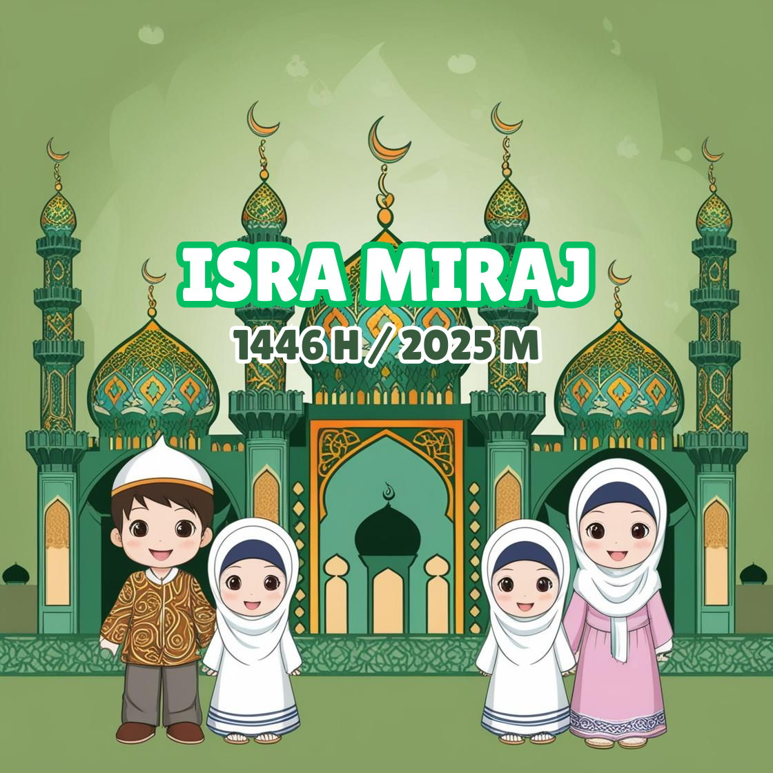 Template Status WA Isra Miraj 2025 Kartun