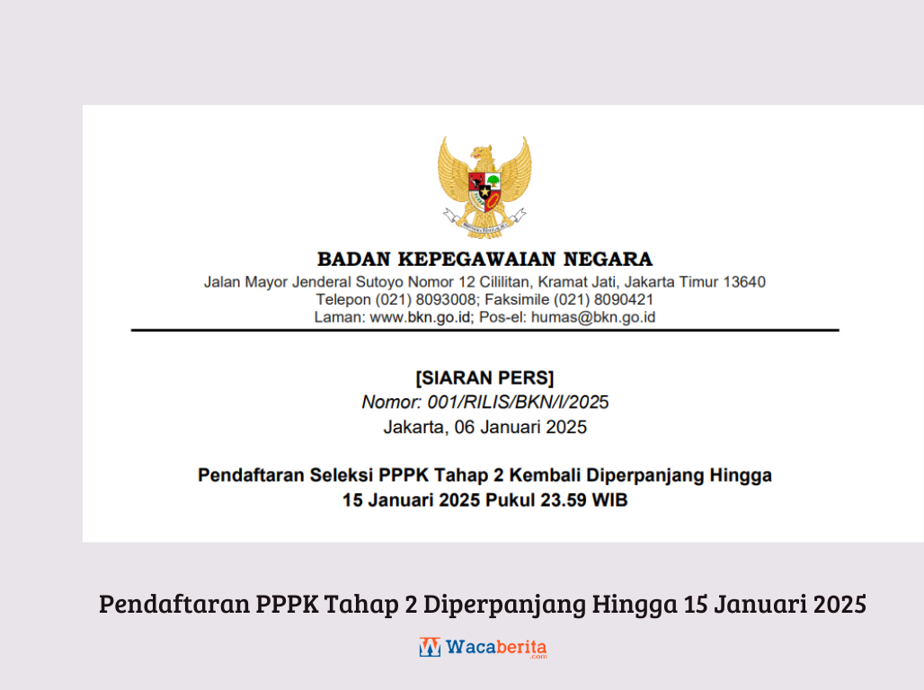 Pendaftaran PPPK Tahap 2 Diperpanjang Hingga 15 Januari 2025