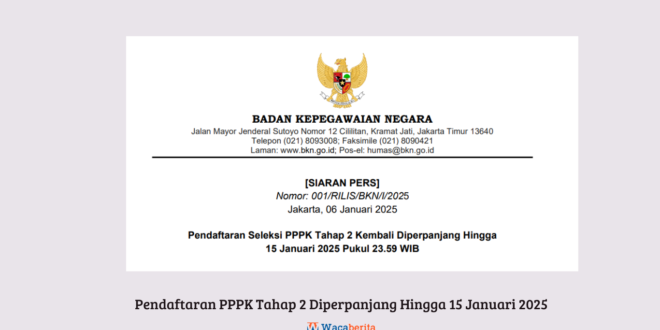 Pendaftaran PPPK Tahap 2 Diperpanjang Hingga 15 Januari 2025