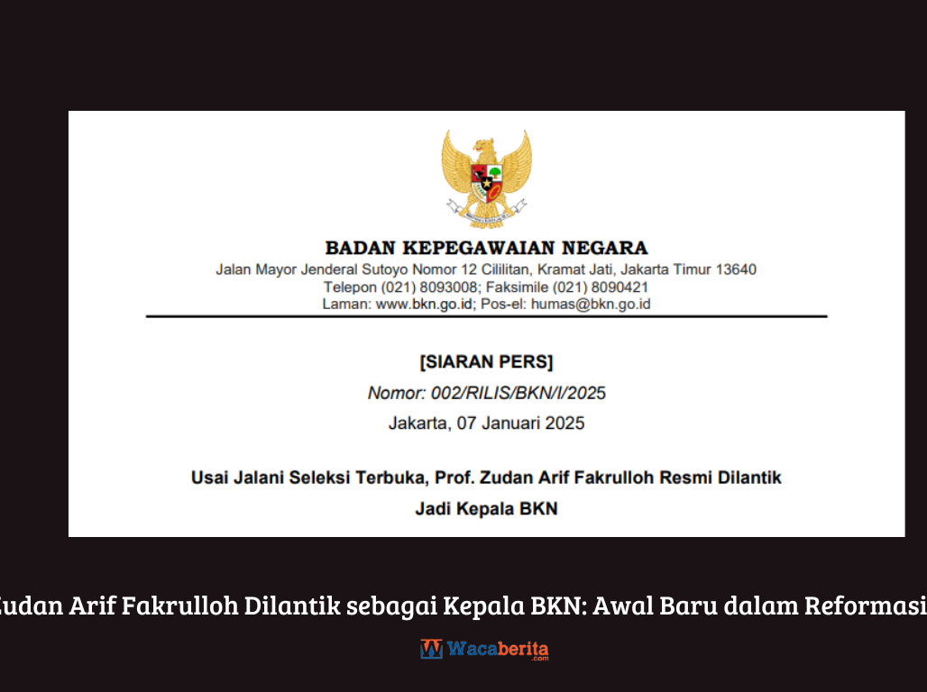 Prof. Zudan Arif Fakrulloh Dilantik sebagai Kepala BKN: Awal Baru dalam Reformasi Birokrasi