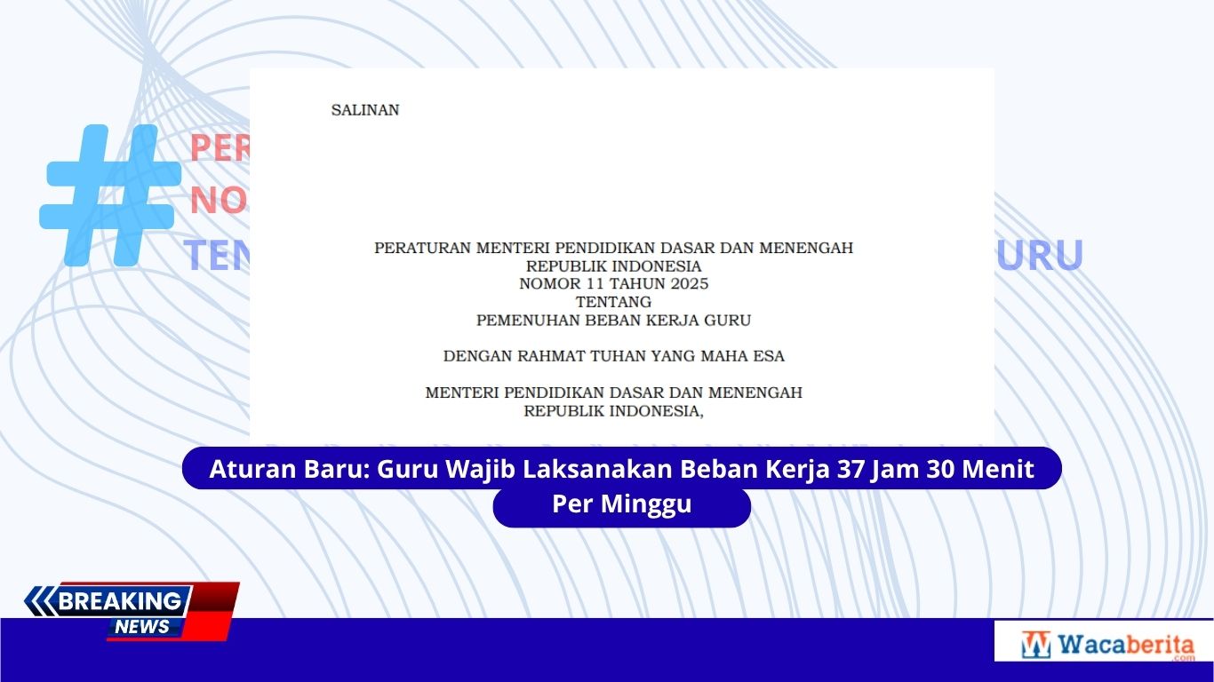 Aturan Baru Guru Wajib Laksanakan Beban Kerja 37 Jam 30 Menit Per Minggu
