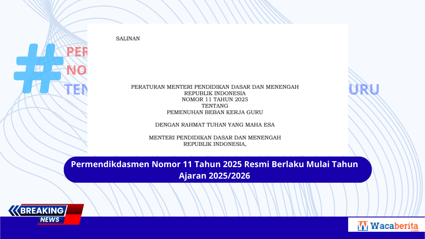 Permendikdasmen Nomor 11 Tahun 2025 Resmi Berlaku Mulai Tahun Ajaran 2025/2026
