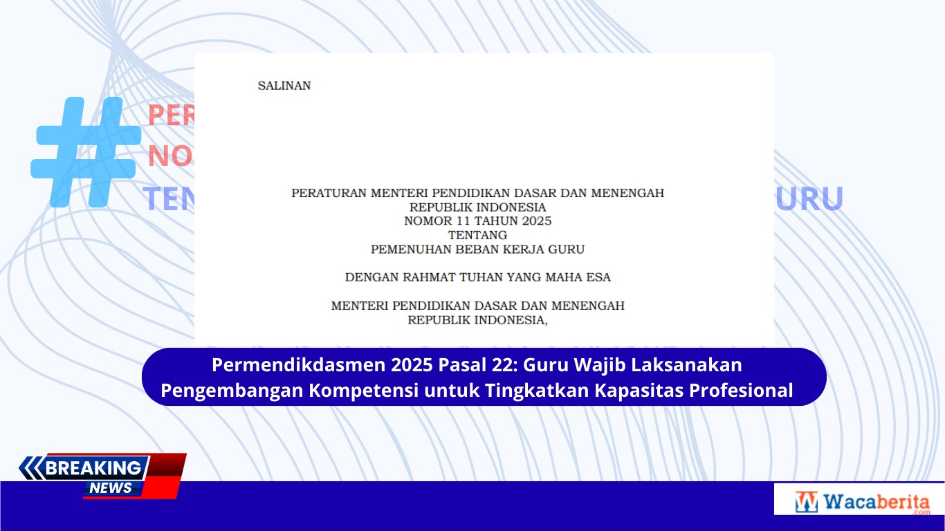 Permendikdasmen 2025 Pasal 22 Guru Wajib Laksanakan Pengembangan Kompetensi untuk Tingkatkan Kapasitas Profesional