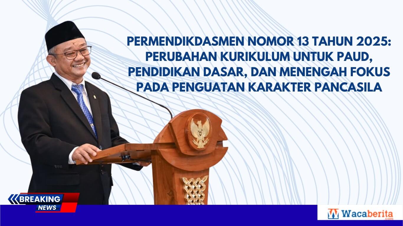 Permendikdasmen Nomor 13 Tahun 2025 Perubahan Kurikulum untuk PAUD, Pendidikan Dasar, dan Menengah Fokus pada Penguatan Karakter Pancasila