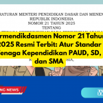 Permendikdasmen Nomor 21 Tahun 2025 Resmi Terbit Atur Standar Tenaga Kependidikan PAUD, SD, dan SMA
